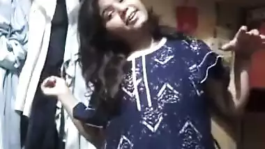 Cute chubby Indian GF lifting nighty and showing pussy